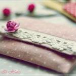 Wesley purse in linen dots and gingham shades of pink 